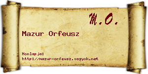 Mazur Orfeusz névjegykártya